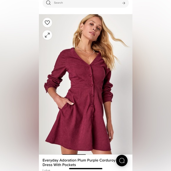 LULUS Everyday Adoration Plum Purple Corduroy Mini Dress With Pockets - Picture 3 of 5